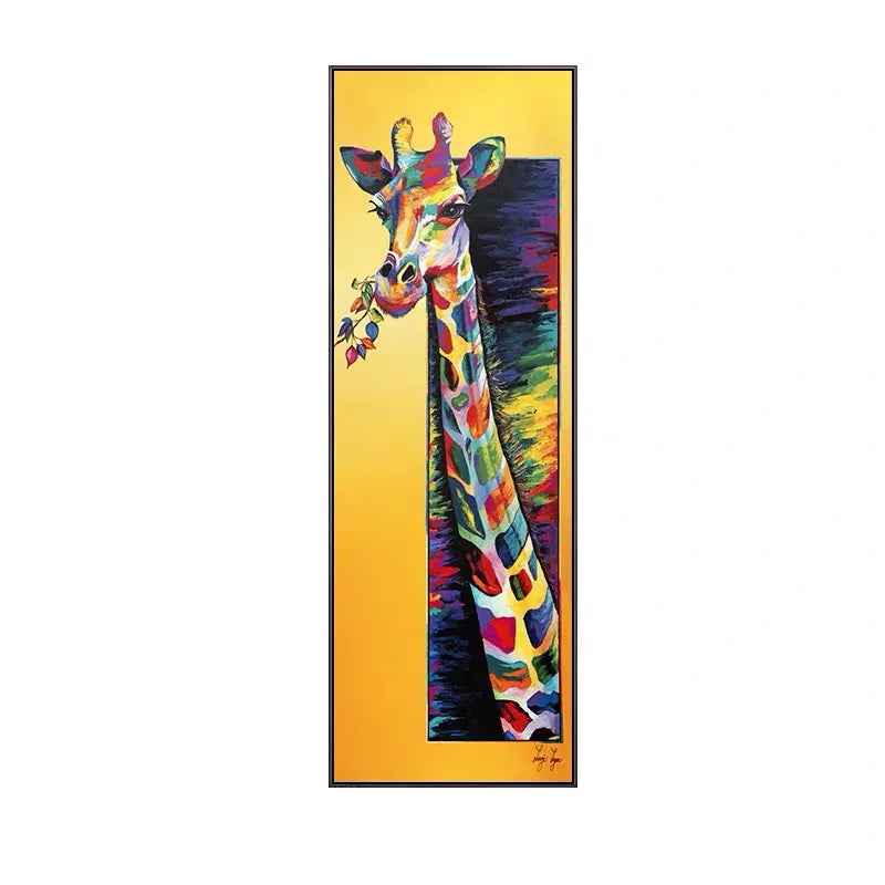 Modern Colourful Giraffe Wall Poster – No Frame