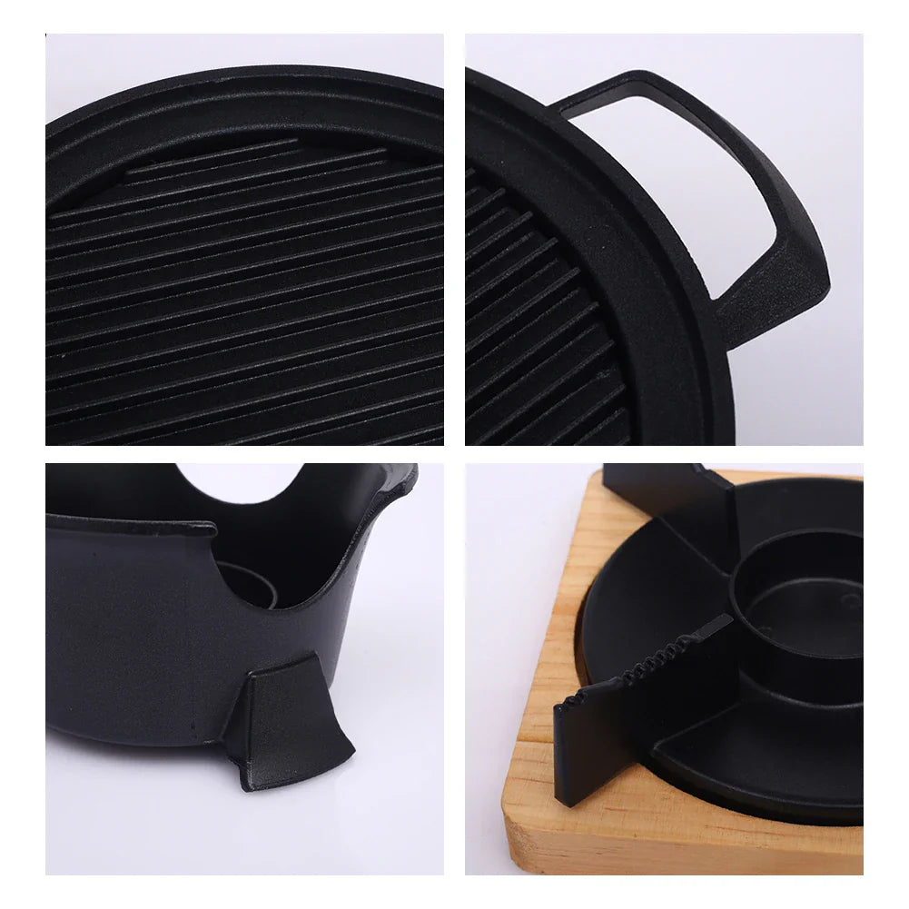 Mini BBQ Alcohol Stove Barbecue Grill Japanese One Person Cooking Oven Detachable Outdoor BBQ Plate Roasting Meat Tools