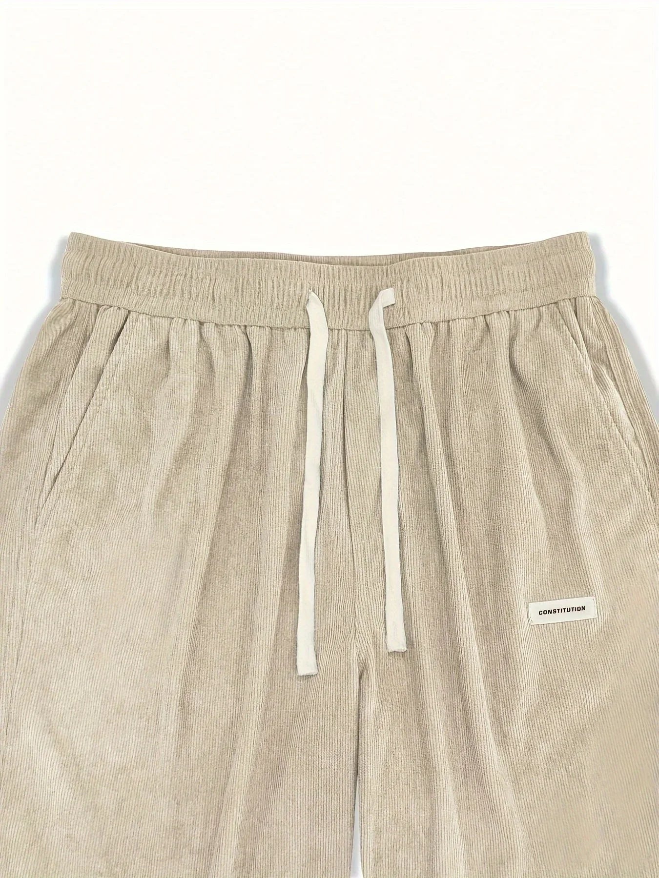 Men’s Corduroy Loose Fit Pants – Elastic Waist Drawstring Casual Trousers