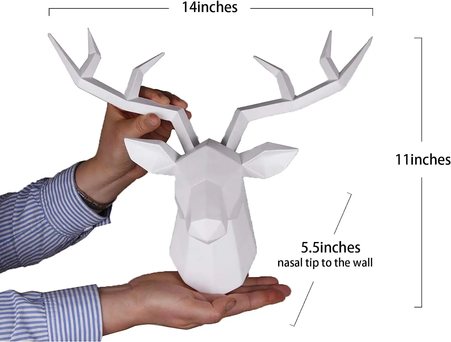 Modern Geometric Deer Head Wall Sculpture – Resin Antler Decor