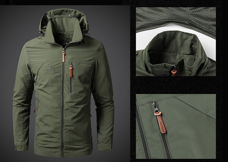 Men’s Waterproof Windbreaker Jacket with Hood – Outdoor & Casual Smart
