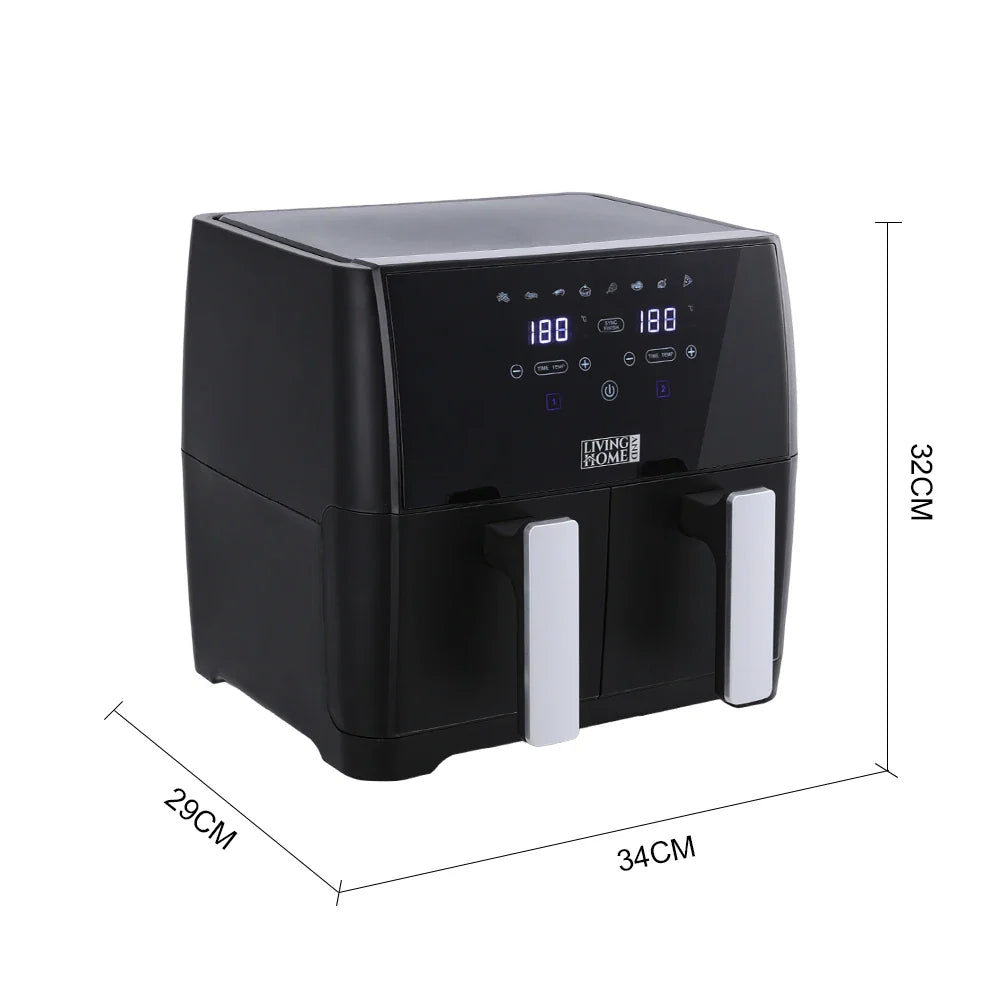 KOMORE 8L 1700W Touch Screen Dual Basket Air Fryer 80°C-200°C Adjustable Temperature & 30min Timer Setting &Automatic Shutoff