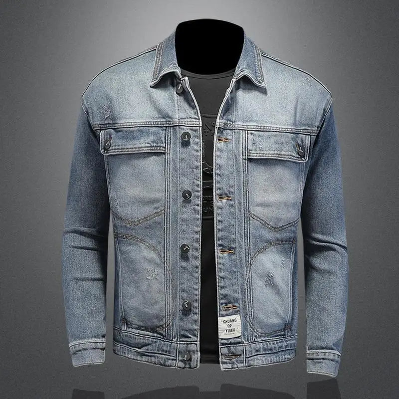 Men’s Classic Denim Jacket – Retro Casual Streetwear Outerwear