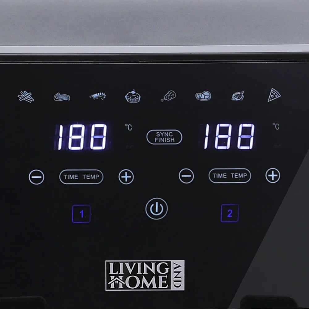 KOMORE 8L 1700W Touch Screen Dual Basket Air Fryer 80°C-200°C Adjustable Temperature & 30min Timer Setting &Automatic Shutoff