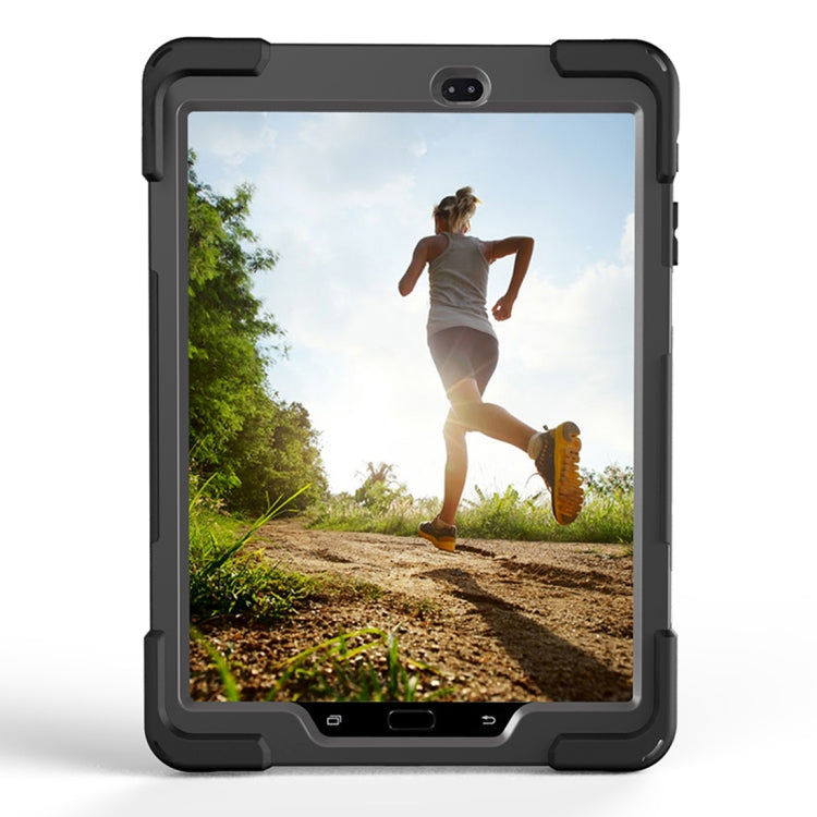 For Galaxy Tab S3 9.7 inch T820 360 Degree Rotation PC + Silicone Protective Case with Holder & Hand-strap, For Galaxy Tab S3 9.7 inch T820