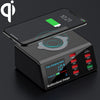 X9 9 in 1 QC 3.0 USB Interface + 6 USB Ports + PD 65W Ports + QI Wireless Fast Charging Multi-function Charger with LED Display, X9