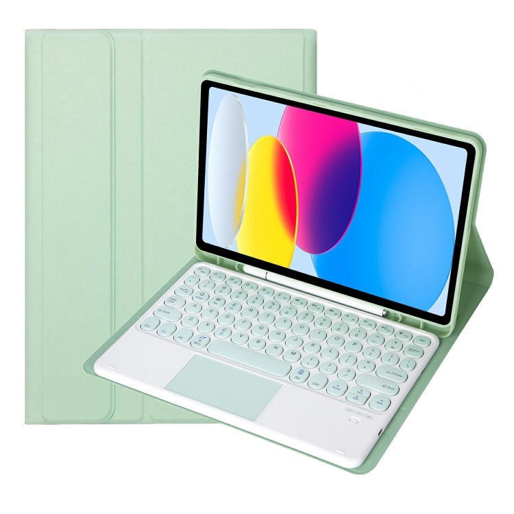 For iPad 11 2025 / 10th Gen 10.9 2022 YA10B-A Lambskin Texture Bluetooth Touch Keyboard Leather Tablet Case with Pen Slot, YA10B-A