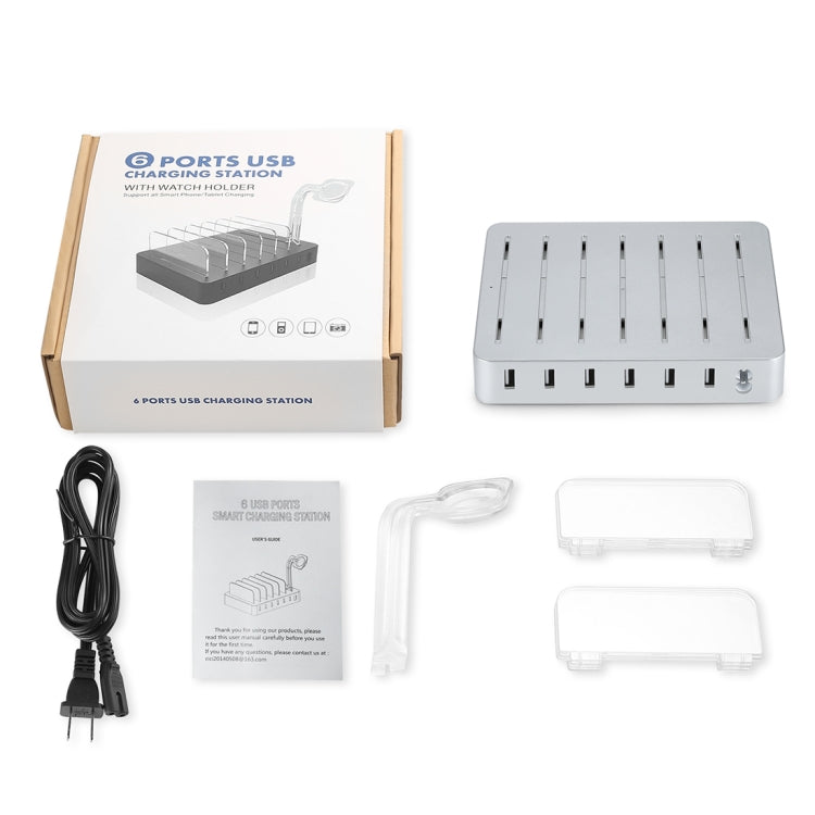 008 Multi-function DC5V/10A (Max) Output 6 Ports USB Detachable Charging Station Smart Charger