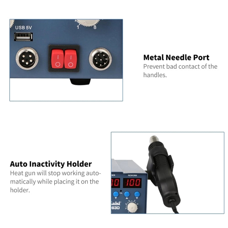 Kaisi K-863D 3 in 1 Hot Air Gun Soldering Station SMD Rework Station With 3A DC Power Supply for Phone PCB Welding Repair Machine, US Plug, K-863D, US Plug, K-863D, EU Plug