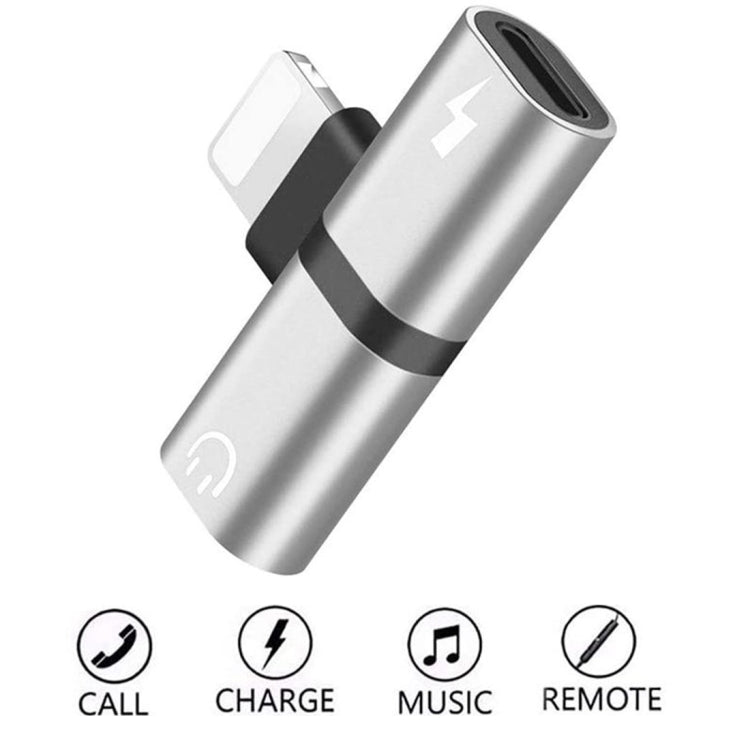 Zs-18182 2 PCS 2 in 1 8 Pin Male to 8 Pin Charging + 8 Pin Audio Female Connector Earphone Adapter, Supports Call & Volume Control, Compatible with IOS 13 System
