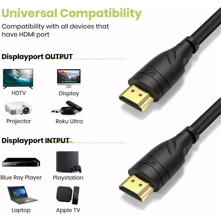 HD09 8K Ultra Clear HDMI 2.1 TV Computer Projection Set-top Box HDMI Cable, Cable Length:0.5m