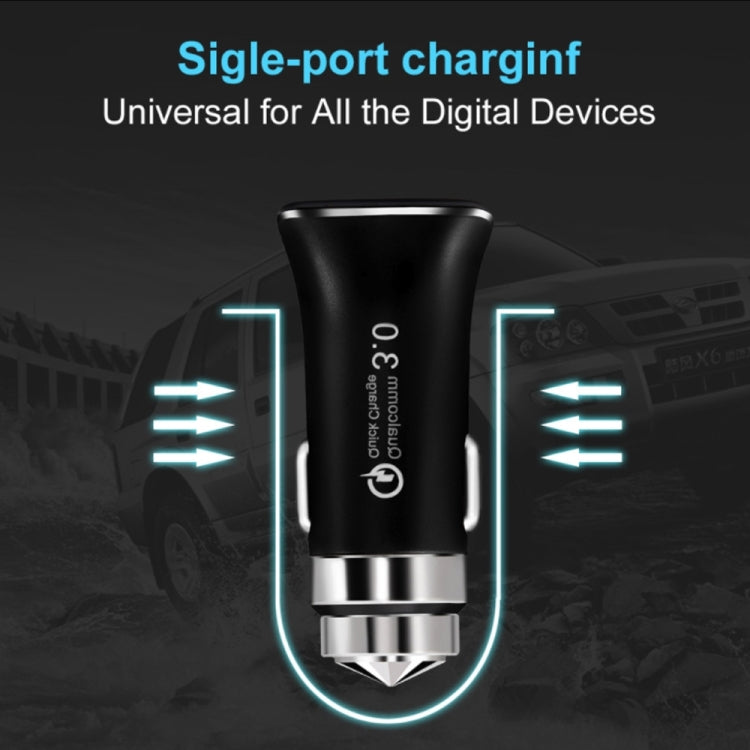 LZ-328 Safety Hammer Type QC3.0 USB  Fast Charging Car Charger(White)
