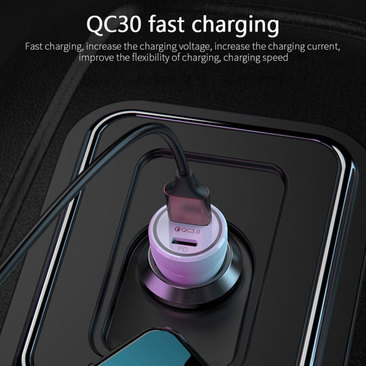 P21 Portable PD 20W  QC 3.0 18W Dual Ports Fast Car Charger(Black)