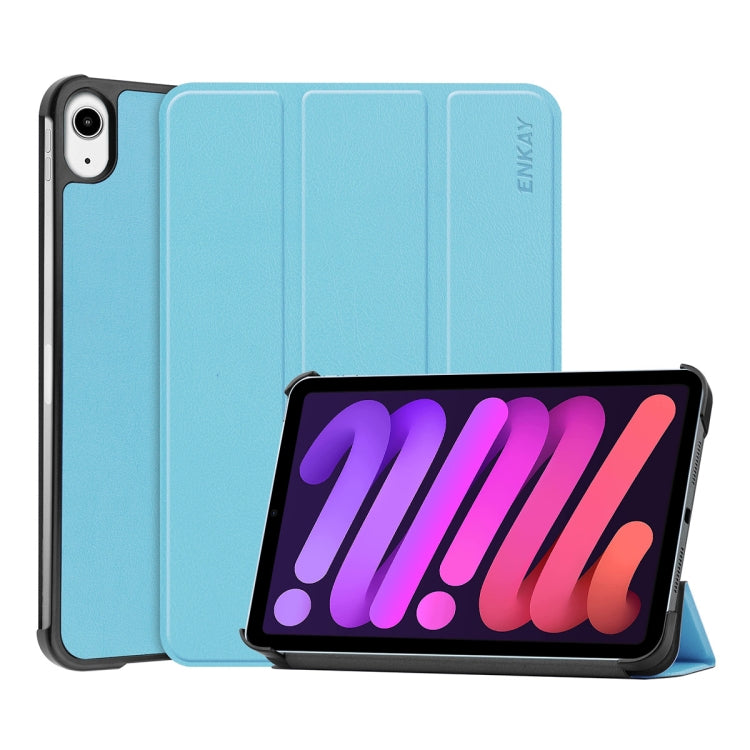 ENKAY Custer Texture Horizontal Flip PU+PC Leather Case with Three-folding Holder & Sleep / Wake-up Function for iPad mini 2024 / mini 6, For iPad mini 6 2021