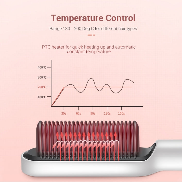 K-SKIN KD380 Hair Straightener Electric Straight Hair Curler Comb Brush PTC Heating Ceramic Straight Hair Brush, UK Plug, Black, UK Plug, White, EU Plug, Black, EU Plug, White