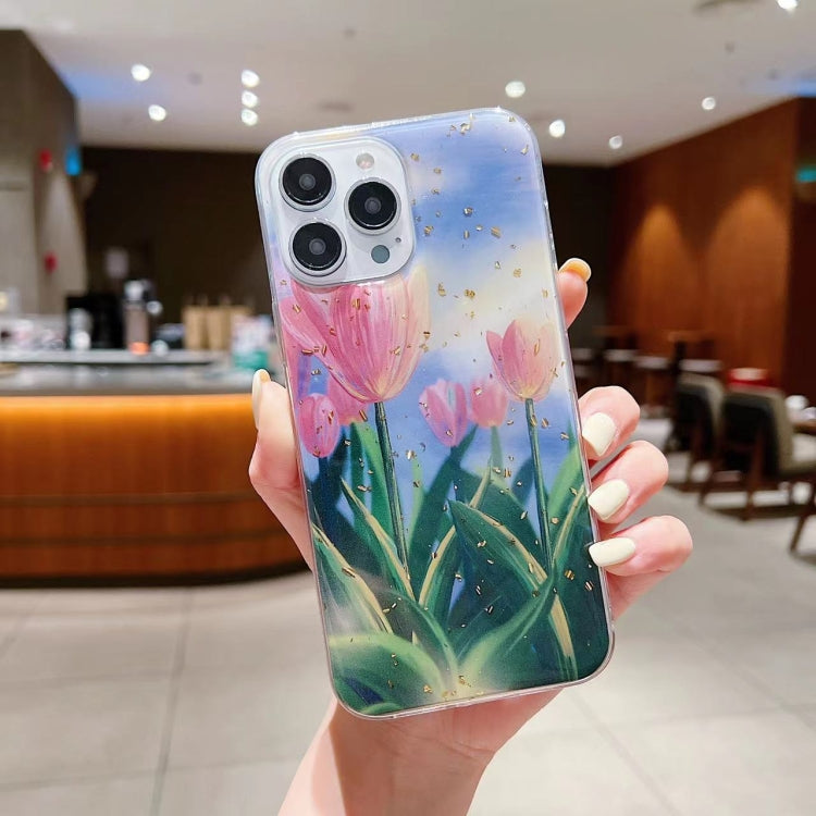 Gold Foil Oil Painting Epoxy TPU Phone Case, For iPhone 13 Pro Max, For iPhone 13 Pro, For iPhone 13, For iPhone 13 mini