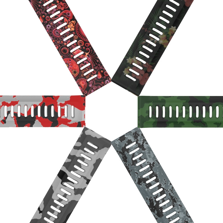 26mm Camouflage Printed Silicone Watch Band, For Garmin Instinct 2X Solar, For Garmin D2 Delta PX, For Garmin Tactix 7 Pro, For Garmin Tactix 7