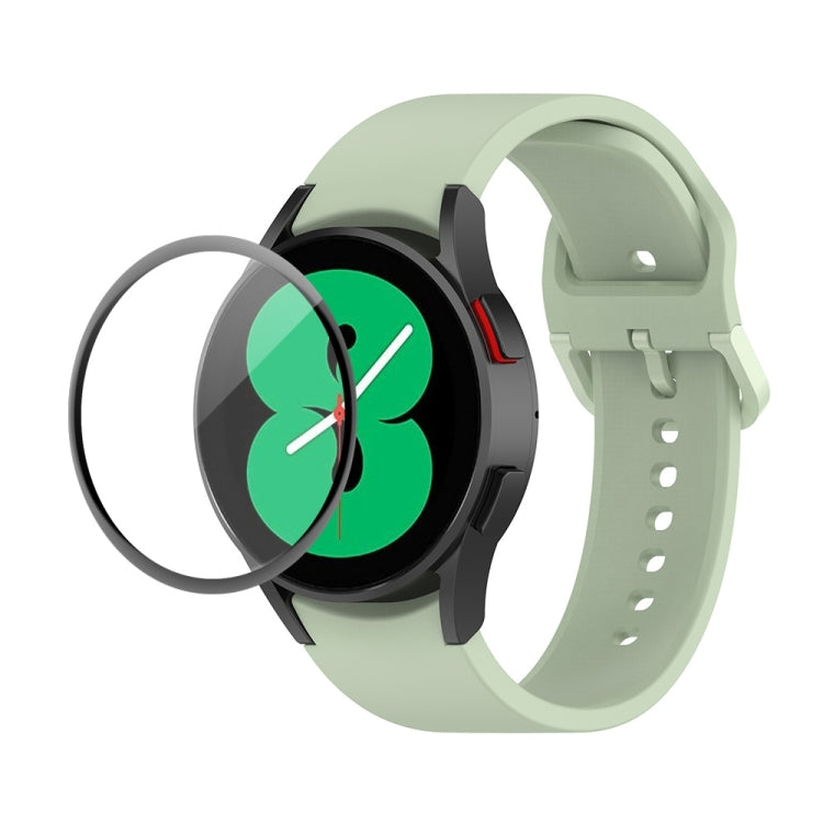 JUNSUNMAY Silicone Adjustable Strap + Full Coverage PMMA Screen Protector Kit, For Samsung Galaxy Watch4 40mm