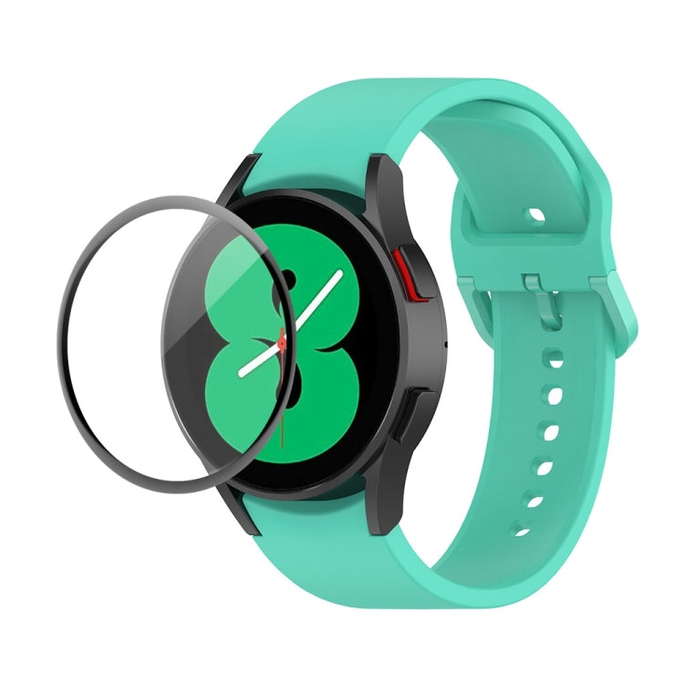 JUNSUNMAY Silicone Adjustable Strap + Full Coverage PMMA Screen Protector Kit, For Samsung Galaxy Watch4 44mm