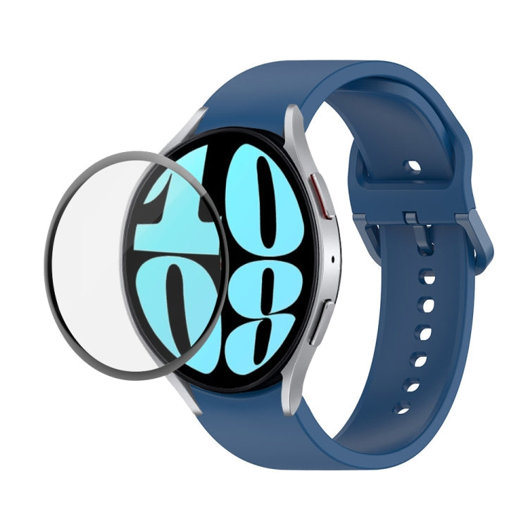 JUNSUNMAY Silicone Adjustable Strap + Full Coverage PMMA Screen Protector Kit, For Samsung Galaxy Watch6 44mm
