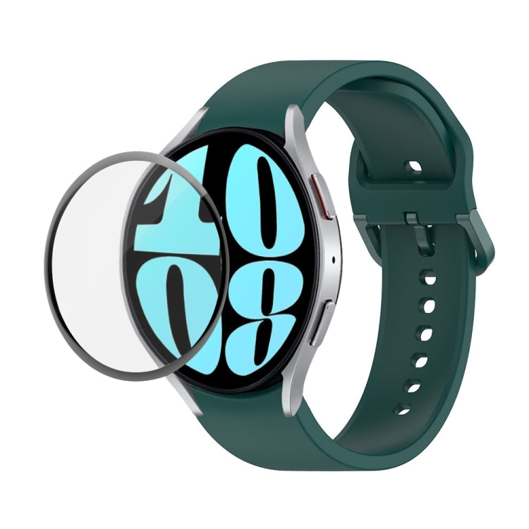JUNSUNMAY Silicone Adjustable Strap + Full Coverage PMMA Screen Protector Kit, For Samsung Galaxy Watch6 44mm