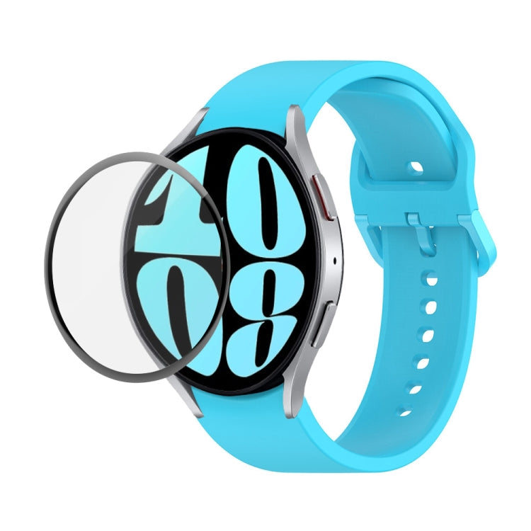JUNSUNMAY Silicone Adjustable Strap + Full Coverage PMMA Screen Protector Kit, For Samsung Galaxy Watch6 44mm