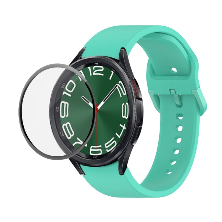 JUNSUNMAY Silicone Adjustable Strap + Full Coverage PMMA Screen Protector Kit, For Samsung Galaxy Watch6 Classic 43mm