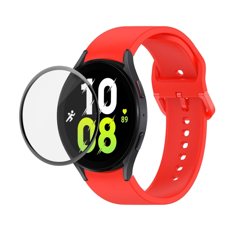 JUNSUNMAY Silicone Adjustable Strap + Full Coverage PMMA Screen Protector Kit, For Samsung Galaxy Watch5 40mm