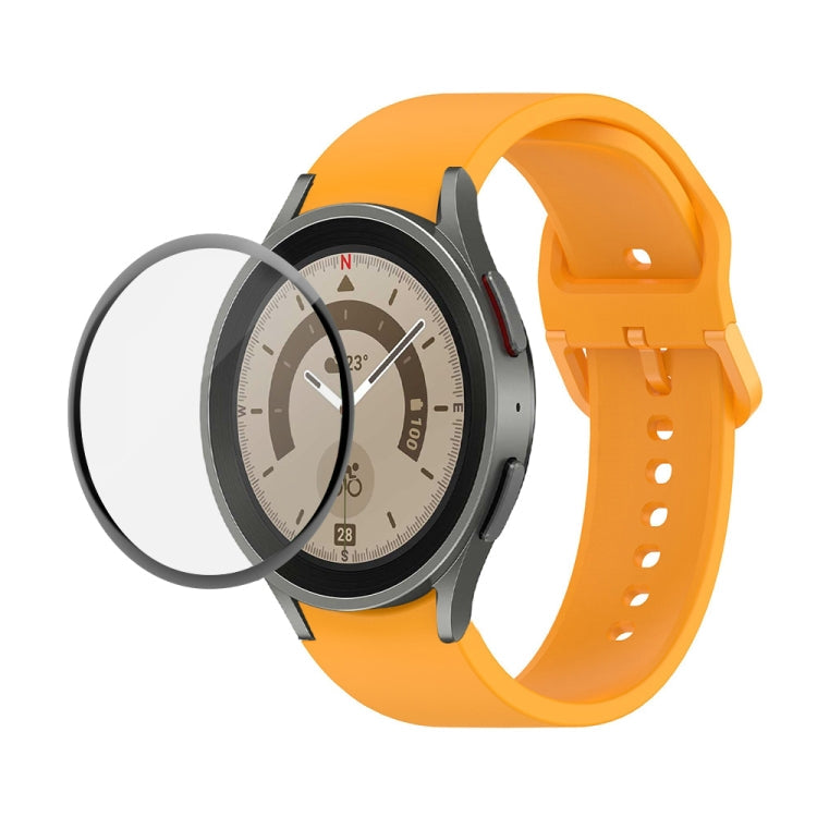 JUNSUNMAY Silicone Adjustable Strap + Full Coverage PMMA Screen Protector Kit, For Samsung Galaxy Watch5 Pro 45mm