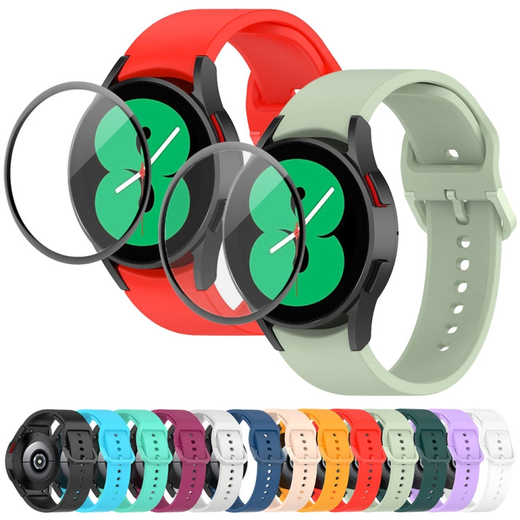 JUNSUNMAY Silicone Adjustable Strap + Full Coverage PMMA Screen Protector Kit, For Samsung Galaxy Watch6 Classic 43mm