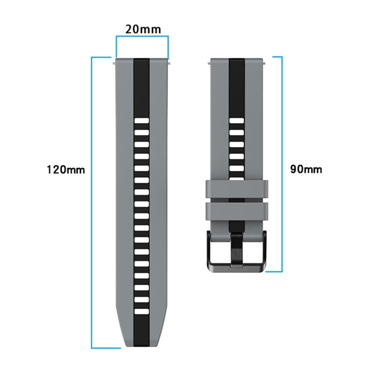 20mm Two-Color Sports Silicone Watch Band, For Amazfit GTS 3