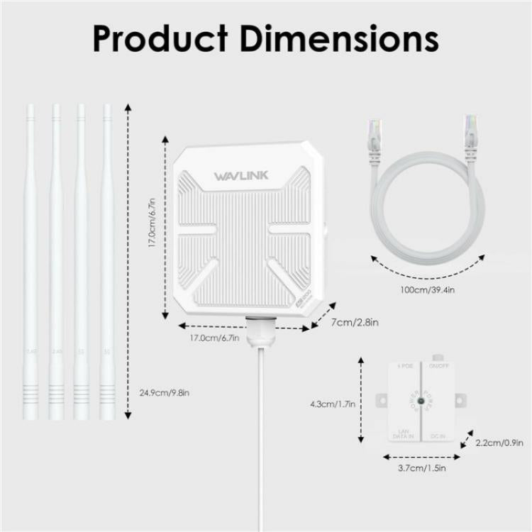WAVLINK WN588HA2 AP Repeater WiFi Signal Booster AC1200 Dual Band WiFi Extender, US Plug, UK Plug, EU Plug, AU Plug