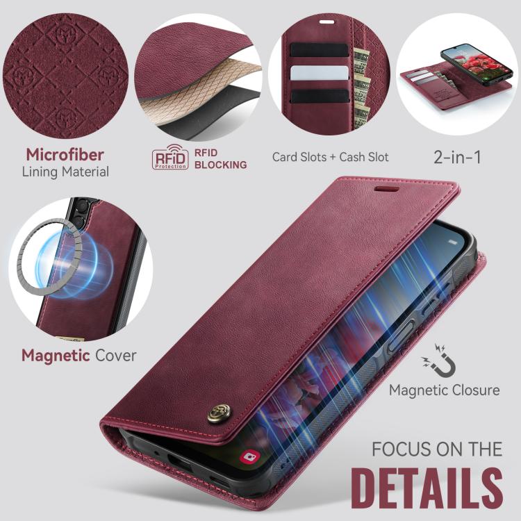 CaseMe C49 Magnetic RFID Blocking Detachable Wallet Leather Phone Case, For Samsung Galaxy A16 5G, For Samsung Galaxy S24 FE 5G, For Samsung Galaxy S24 Ultra 5G, For Samsung Galaxy A15
