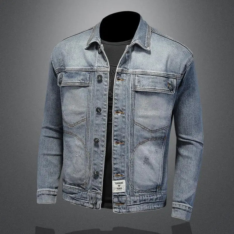 Men’s Classic Denim Jacket – Retro Casual Streetwear Outerwear