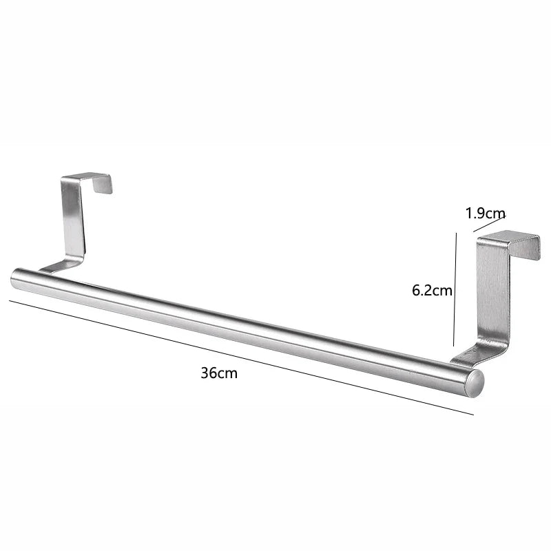 Kitchen Cabinet Door Towel Bar Stainless Steel Door Back Towel Hanging Holder Bathroom Punch-free Towels Hooks  Home Organizer