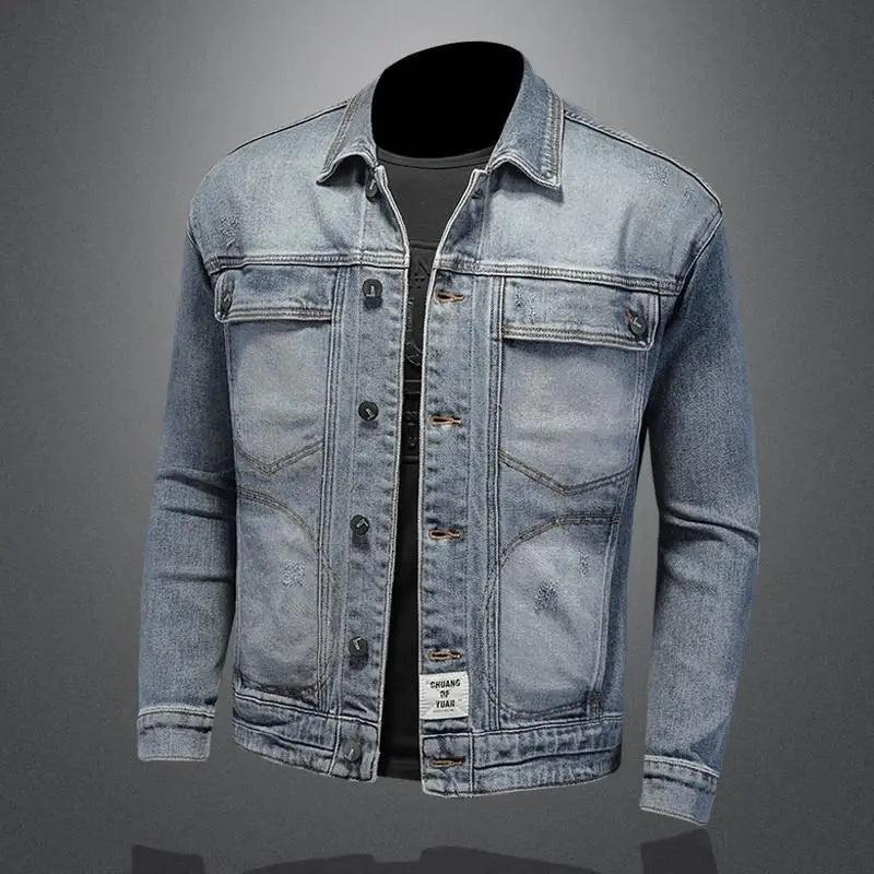 Men’s Classic Denim Jacket – Retro Casual Streetwear Outerwear