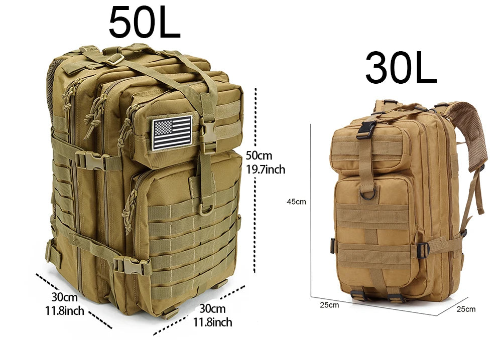 QT&QY 30/50L Tactical Backpacks Man Traveling Bags Survival Outdoor 3P Assault Pack EDC Molle Pack hiking Trekking Hunting Bag