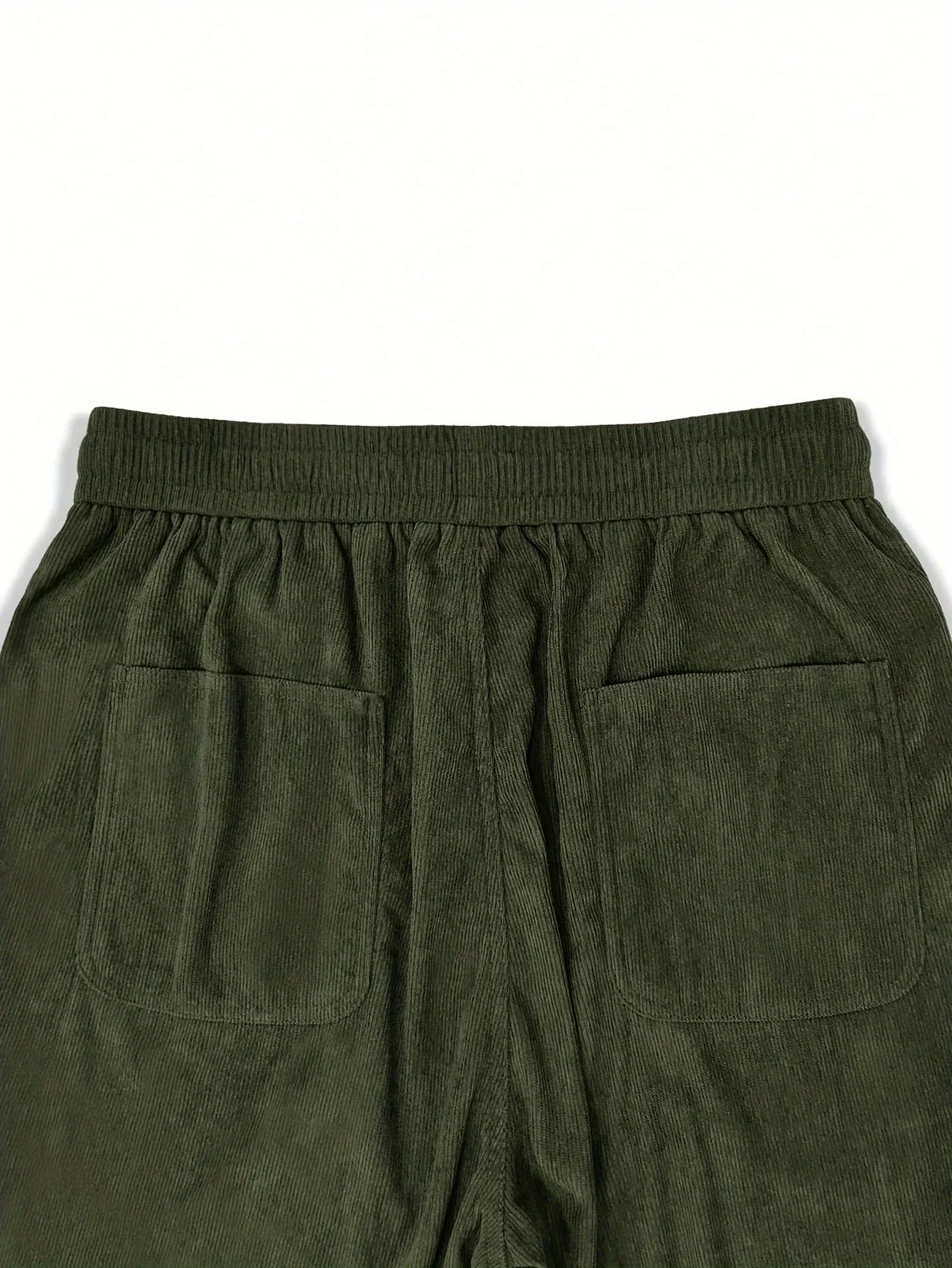 Men’s Corduroy Loose Fit Pants – Elastic Waist Drawstring Casual Trousers