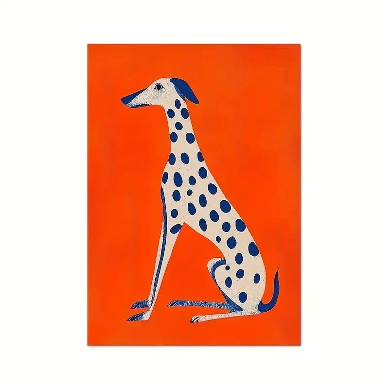 Abstract Dalmatian Dopamine Canvas Poster – Orange & Blue Modern Wall Art