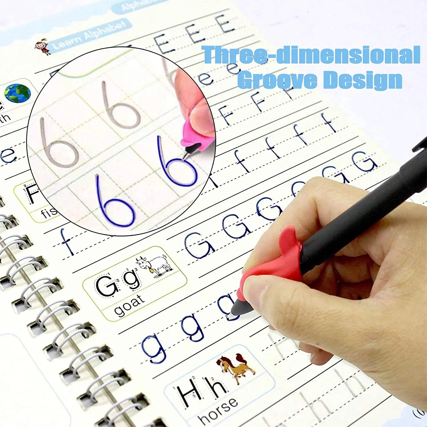 New Reusable Learning Math English 3D Calligraphy Book Drawing Copybook Numbers Education for Kids Letter Practice Toy Gifts