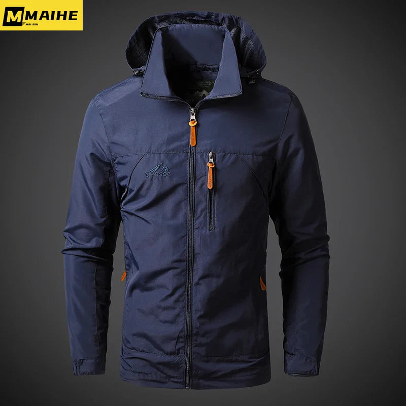 Men’s Waterproof Windbreaker Jacket with Hood – Outdoor & Casual Smart