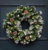 Christmas Snow Dusted Wreath Decoration with Pinecones