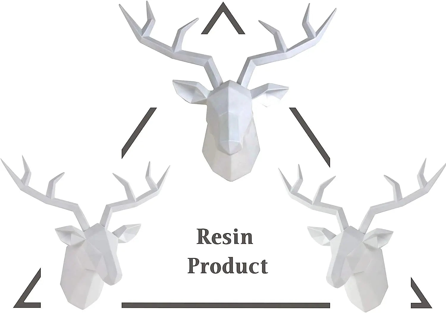 Modern Geometric Deer Head Wall Sculpture – Resin Antler Decor
