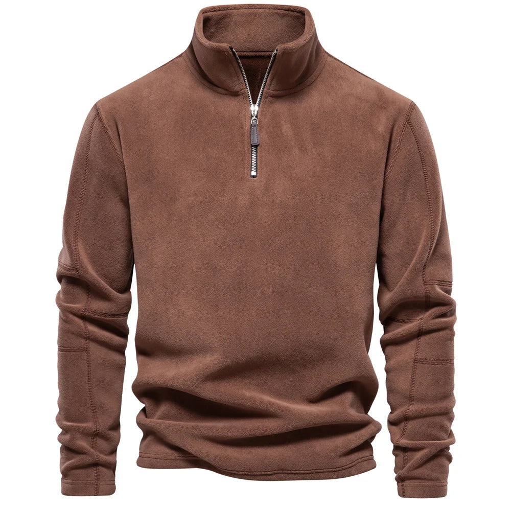 Men’s Thick Fleece Half-Zip Pullover – Warm Winter Sweatshirt - 7 Colours
