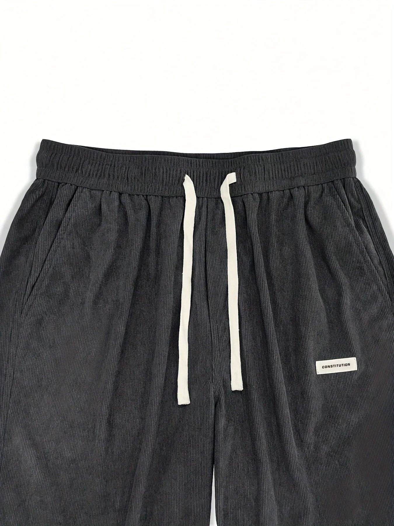 Men’s Corduroy Loose Fit Pants – Elastic Waist Drawstring Casual Trousers