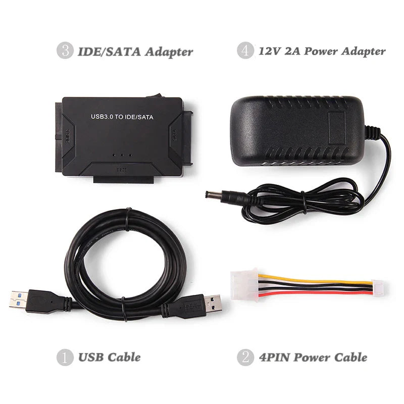 SATA/IDE to USB 3.0 Adapter Hard Drive Adapter Cable Converter for 2.5/3.5 Inch SATA and IDE HDD Support 6TB For PC Macbook