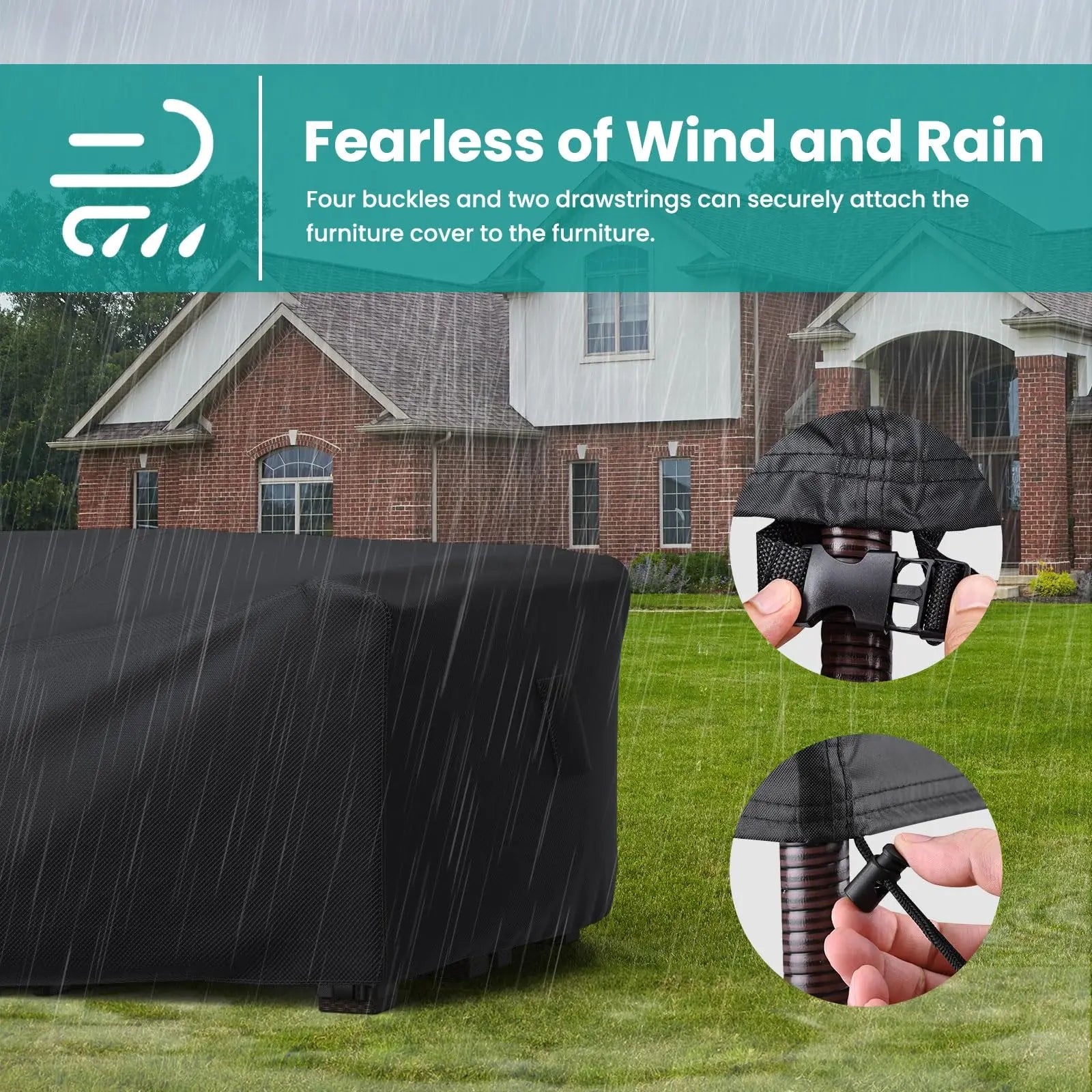 Garden Furniture Cover 600D Oxford Heavy Duty Anti-UV, Tear-Resistant Waterproof Outdoor Sofa Cover for Lawn Table Chair