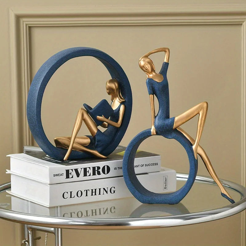 Modern Resin Reading Girl Sculpture – Nordic Figurine Home & Office Décor