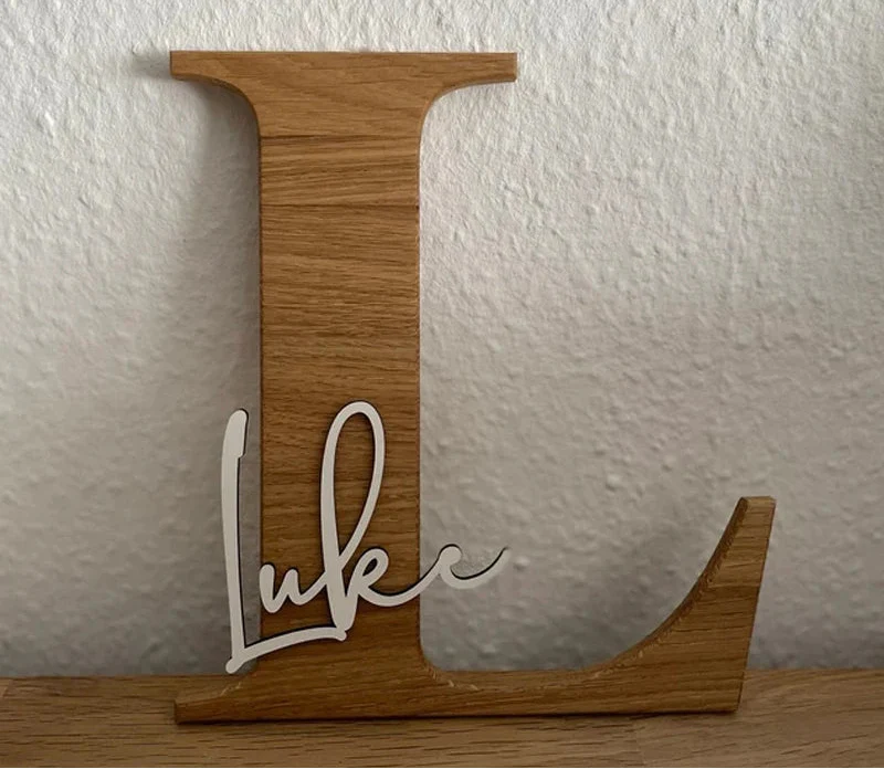 Custom Wooden Name Plate – Personalised Oak Letter Wall Art Sign