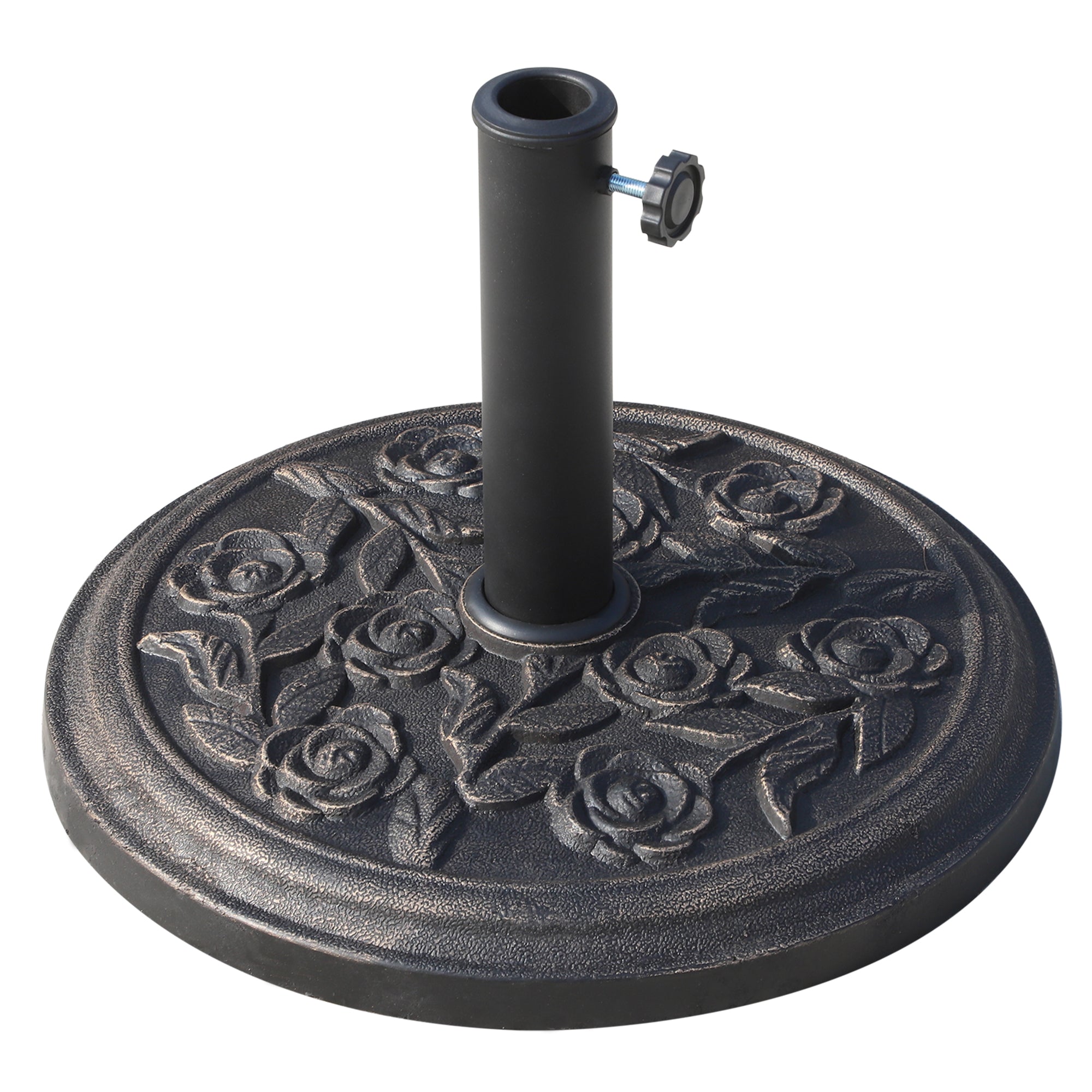 Outsunny 9kg Garden Parasol Base, Round Resin Sun Umbrella Base, Bronze